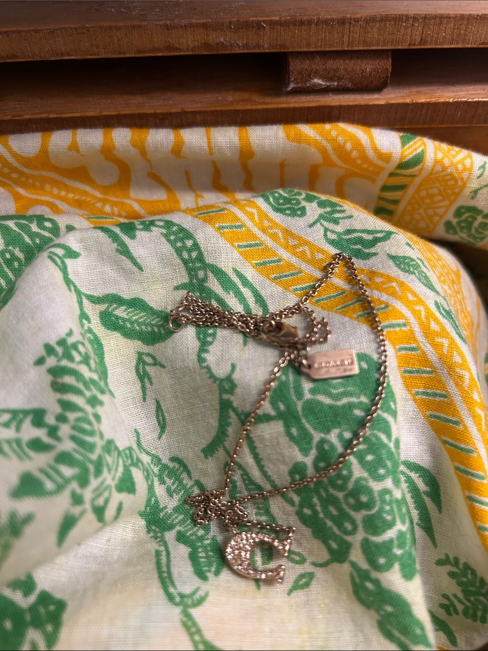 Coach Logo “C” Necklace in Rose Gold with Crystals—Flaw - Picture 9 of 15